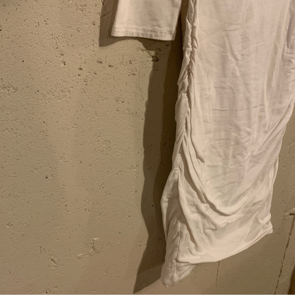 Bodycon Dress Standard James Perse White Size 3 Large Fitted Stretch 3/4 Sleeve - Picture 2 of 6